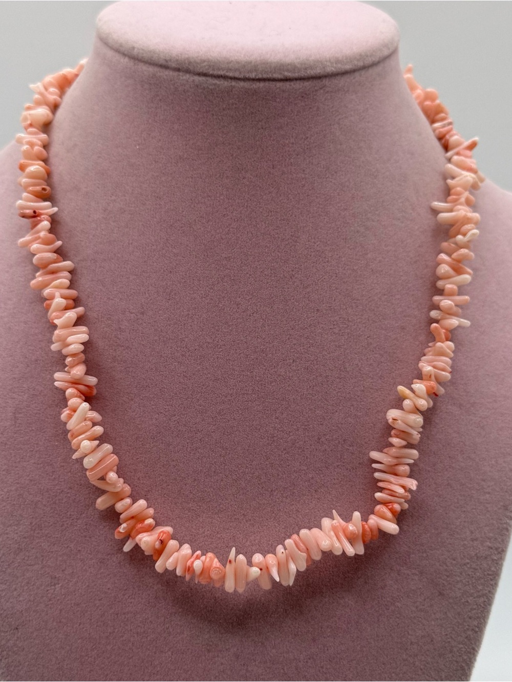 NWT ATI sterling silver Peach Pink Coral Chip Necklace